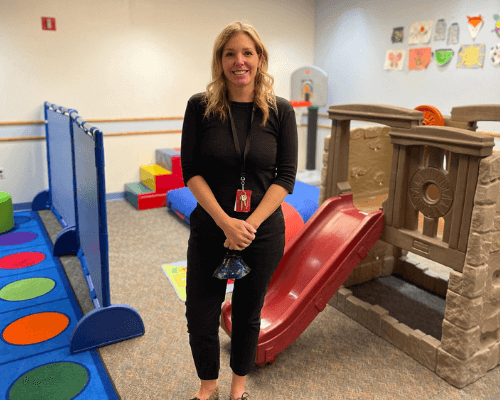 Allyson Paracat Dixon in one of the ABA Services spaces at The Children's Institute of Pittsburgh